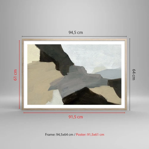 Poster in cornice rovere chiaro - Astrazione: il crocevia del grigio - 91x61 cm