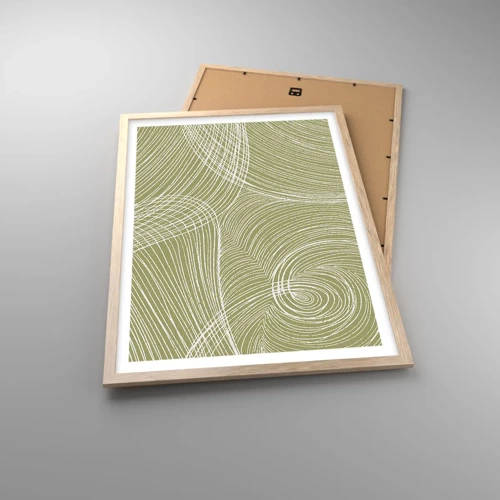 Poster in cornice rovere chiaro - Astrazione intricata in bianco - 50x70 cm