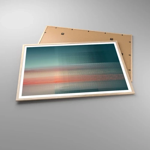 Poster in cornice rovere chiaro - Astrazione: onde di luce - 100x70 cm