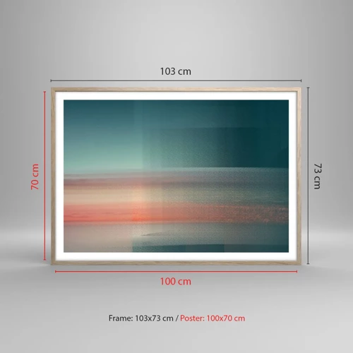 Poster in cornice rovere chiaro - Astrazione: onde di luce - 100x70 cm