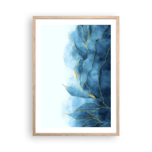 Poster in cornice rovere chiaro - Blu nell'oro - 50x70 cm