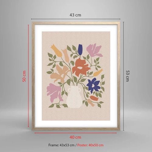 Poster in cornice rovere chiaro - Bouquet delicato - 40x50 cm