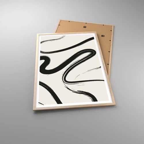 Poster in cornice rovere chiaro - Capriccio bianco e nero - 61x91 cm