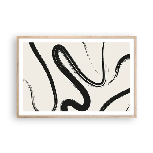Poster in cornice rovere chiaro - Capriccio bianco e nero - 91x61 cm