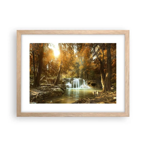 Poster in cornice rovere chiaro - Cascata nel parco - 40x30 cm