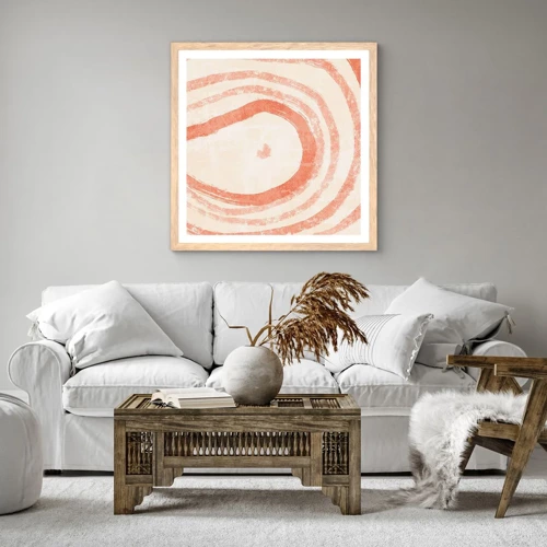 Poster in cornice rovere chiaro - Cerchi di corallo - 40x40 cm