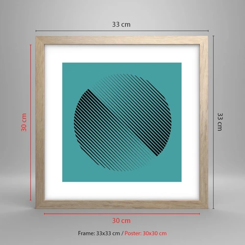 Poster in cornice rovere chiaro - Cerchio: variazione geometrica - 30x30 cm