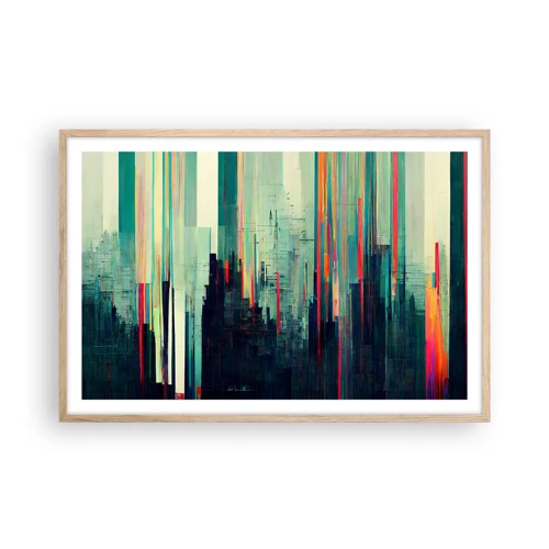 Poster in cornice rovere chiaro - Città futuristica - 91x61 cm