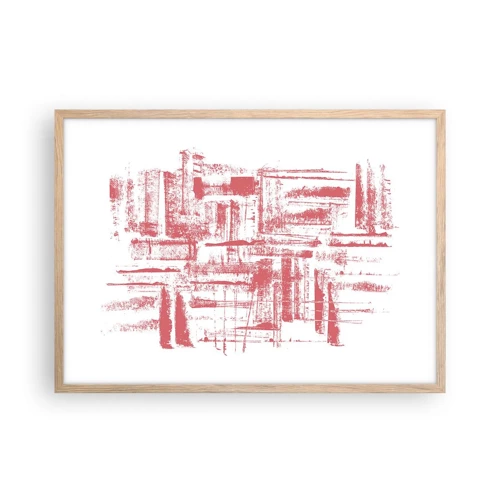 Poster in cornice rovere chiaro - Città rossa - 70x50 cm