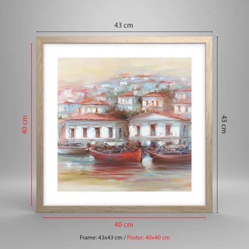 Poster in cornice rovere chiaro - Cittadina felice - 40x40 cm