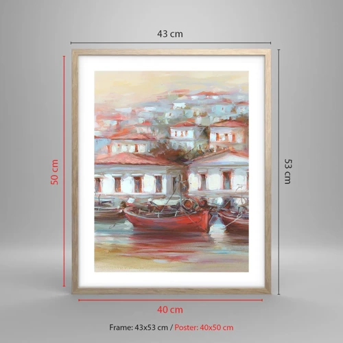 Poster in cornice rovere chiaro - Cittadina felice - 40x50 cm