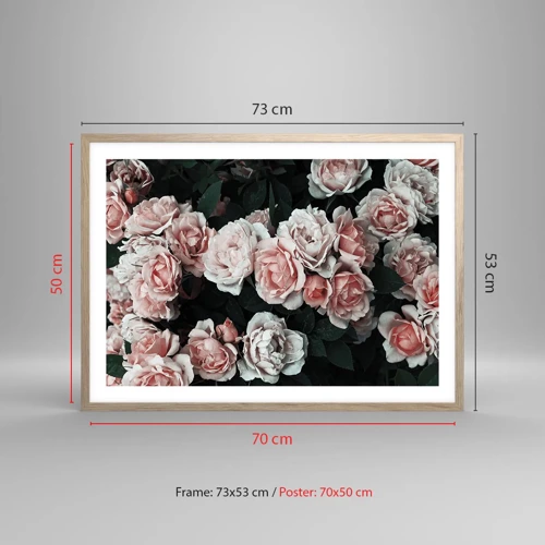 Poster in cornice rovere chiaro - Composizione di rose - 70x50 cm