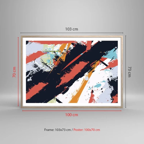 Poster in cornice rovere chiaro - Composizione dinamica - 100x70 cm