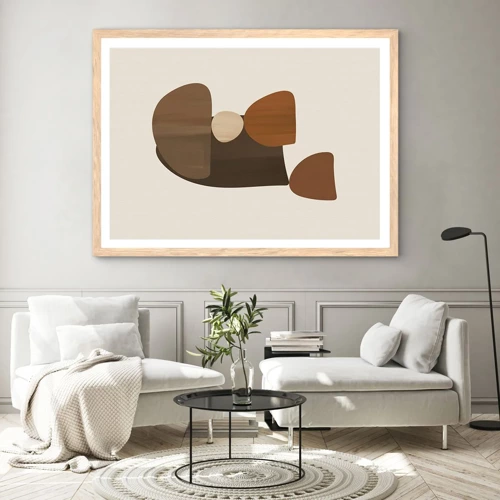 Poster in cornice rovere chiaro - Composizione in marrone - 100x70 cm
