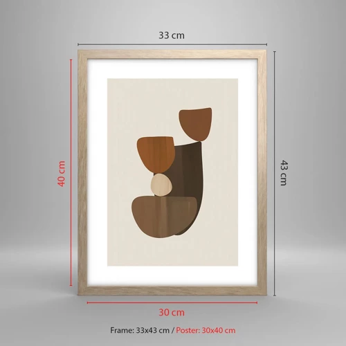 Poster in cornice rovere chiaro - Composizione in marrone - 30x40 cm