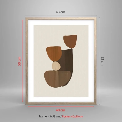 Poster in cornice rovere chiaro - Composizione in marrone - 40x50 cm