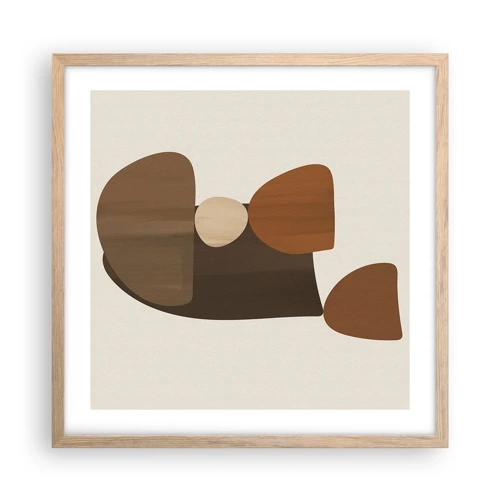 Poster in cornice rovere chiaro - Composizione in marrone - 50x50 cm