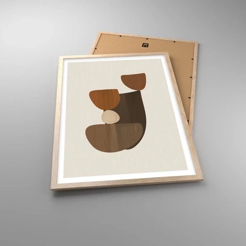 Poster in cornice rovere chiaro - Composizione in marrone - 50x70 cm