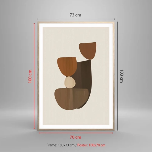 Poster in cornice rovere chiaro - Composizione in marrone - 70x100 cm