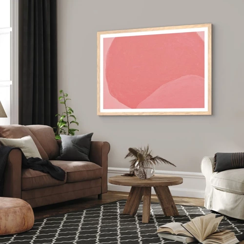 Poster in cornice rovere chiaro - Composizione organica in rosa - 40x30 cm