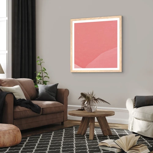 Poster in cornice rovere chiaro - Composizione organica in rosa - 40x40 cm