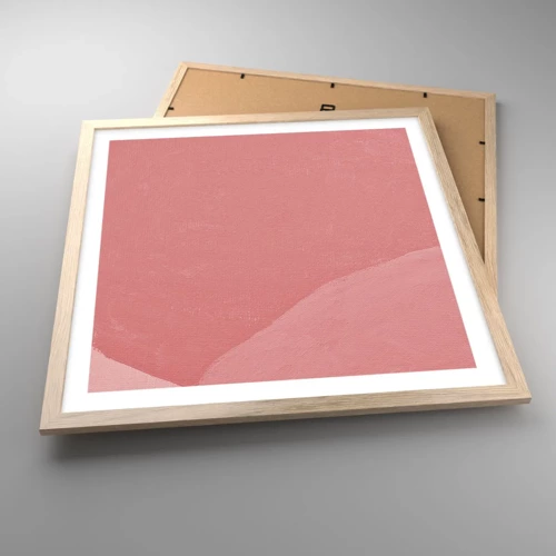 Poster in cornice rovere chiaro - Composizione organica in rosa - 50x50 cm