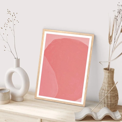 Poster in cornice rovere chiaro - Composizione organica in rosa - 70x100 cm