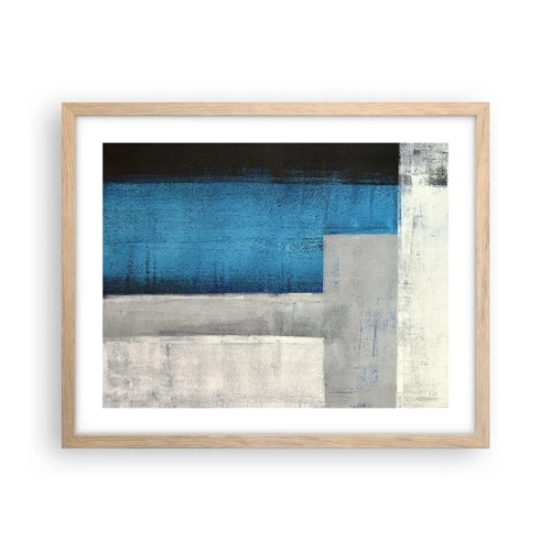 Poster in cornice rovere chiaro - Composizione poetica in grigio e blu - 50x40 cm