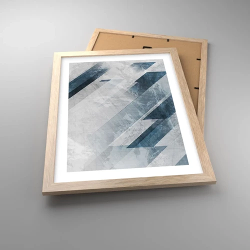 Poster in cornice rovere chiaro - Composizione spaziale: movimento in grigio - 30x40 cm