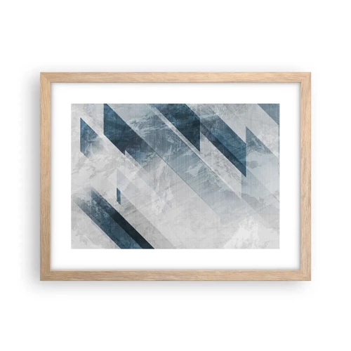 Poster in cornice rovere chiaro - Composizione spaziale: movimento in grigio - 40x30 cm