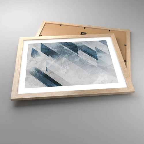 Poster in cornice rovere chiaro - Composizione spaziale: movimento in grigio - 40x30 cm