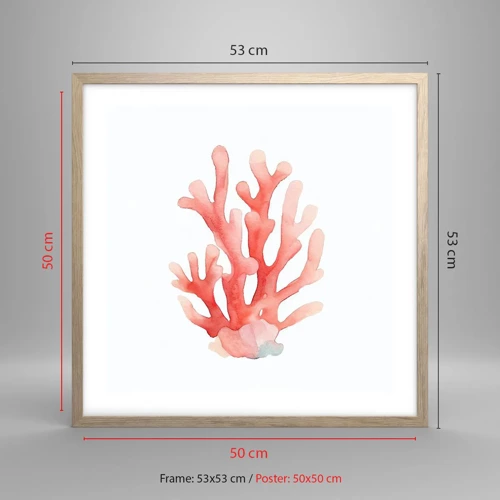 Poster in cornice rovere chiaro - Corallo color corallo - 50x50 cm