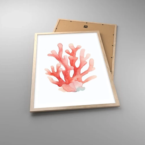 Poster in cornice rovere chiaro - Corallo color corallo - 50x70 cm