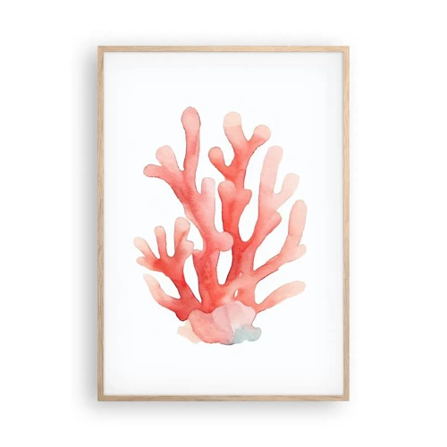 Poster in cornice rovere chiaro - Corallo color corallo - 70x100 cm