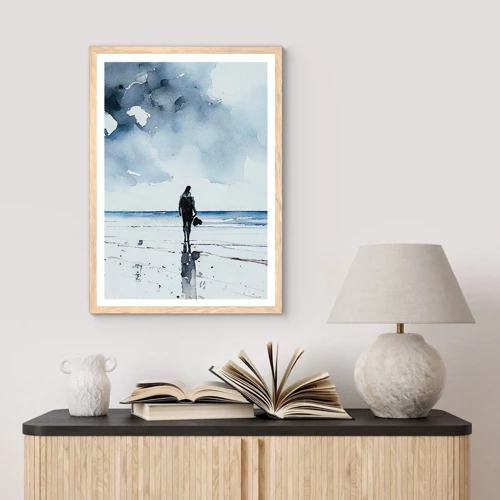 Poster in cornice rovere chiaro - Dialogo con il mare - 30x40 cm