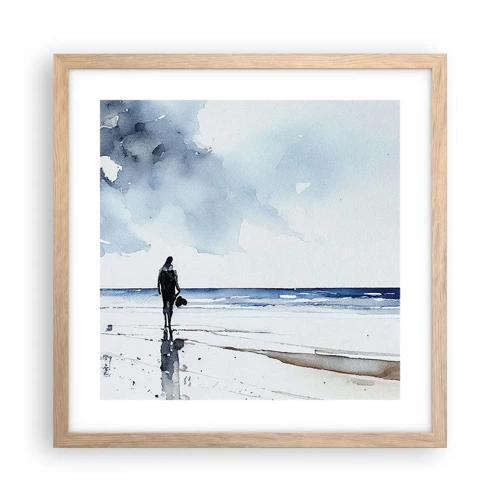 Poster in cornice rovere chiaro - Dialogo con il mare - 40x40 cm