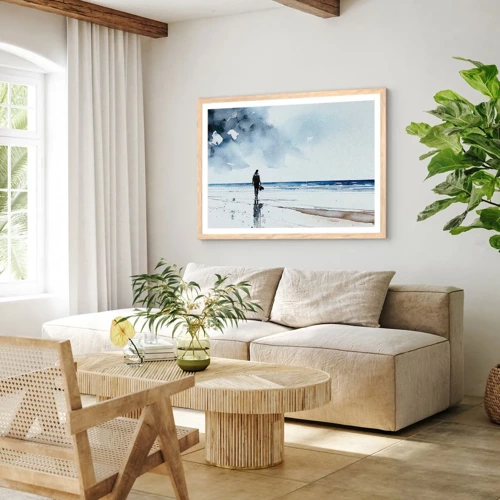 Poster in cornice rovere chiaro - Dialogo con il mare - 50x40 cm