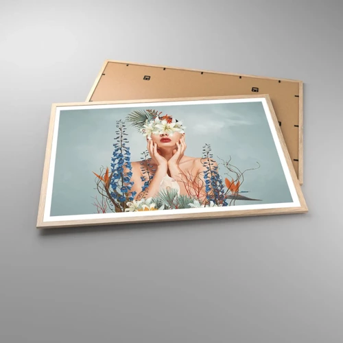 Poster in cornice rovere chiaro - Donna - fiore - 91x61 cm