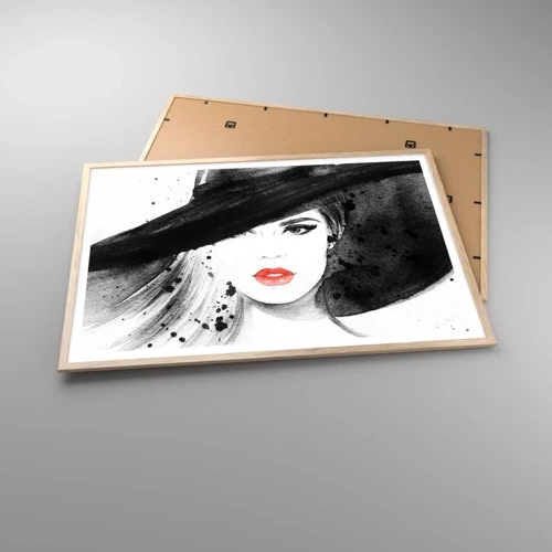Poster in cornice rovere chiaro - Donna in nero - 100x70 cm