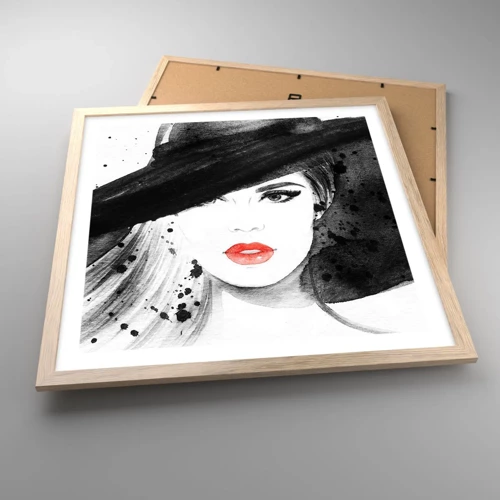 Poster in cornice rovere chiaro - Donna in nero - 50x50 cm