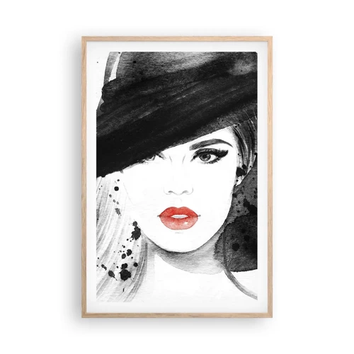 Poster in cornice rovere chiaro - Donna in nero - 61x91 cm