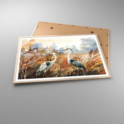 Poster in cornice rovere chiaro - Dove in autunno? - 100x70 cm