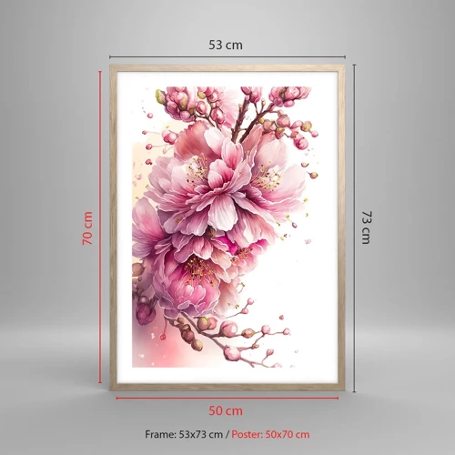 Poster in cornice rovere chiaro - Fiore di ciliegio - 50x70 cm