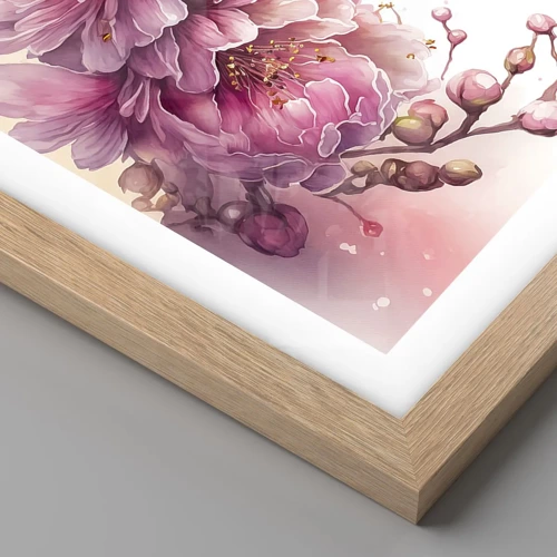 Poster in cornice rovere chiaro - Fiore di ciliegio - 50x70 cm