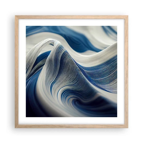 Poster in cornice rovere chiaro - Fluidità di blu e di bianco - 50x50 cm