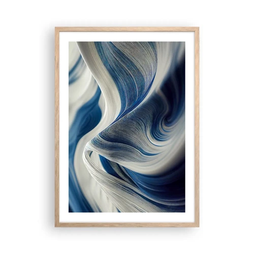 Poster in cornice rovere chiaro - Fluidità di blu e di bianco - 50x70 cm