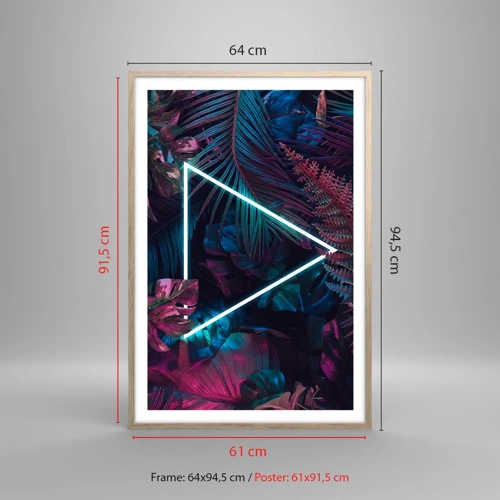 Poster in cornice rovere chiaro - Giardino in stile discoteca - 61x91 cm
