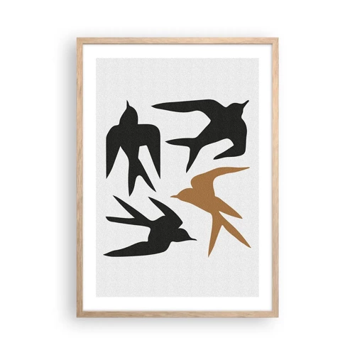 Poster in cornice rovere chiaro - Giochi di rondini - 50x70 cm