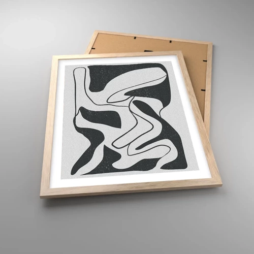 Poster in cornice rovere chiaro - Gioco astratto nel labirinto - 40x50 cm