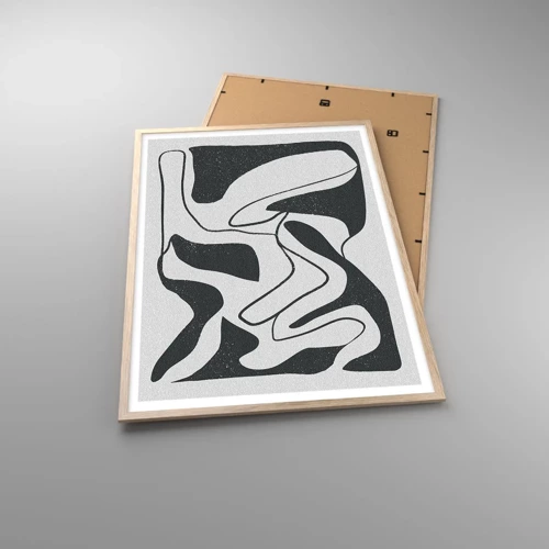 Poster in cornice rovere chiaro - Gioco astratto nel labirinto - 70x100 cm